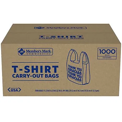 T-Shirt Thank You Plastic Grocery Store Shopping Carry Out Bag 1000ct Recyclable • $33.99