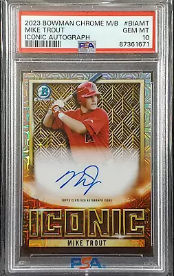 MIKE TROUT 2023 Bowman Chrome ICONIC M/B Refractor AUTO 04/99 PSA 10 *POP 7* • $799.95