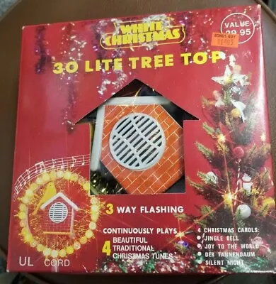 Vintage In Box Christmas Tree Top  Decoration 30 Flashing Lights 4 Songs • $29.99