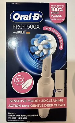 Oral-B Pro 1500X Sensitive Care Electric Toothbrush W/Travel Case NEW SEALED  • $85.99