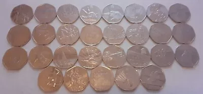 Full 29 Coin Olympic 50p Set. Good Circulated Condition 2011 Fifty Pence 2012. • £81.99