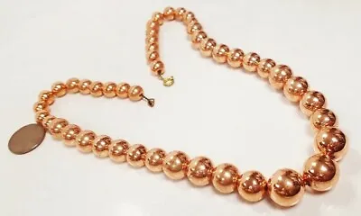 1 Vintage Graduated Copper Coated Acrylic Beaded 18  Brass Chain Necklace N278 • $3.74