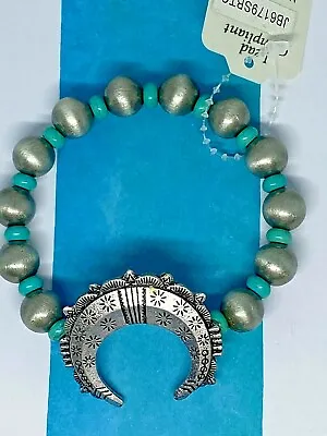 MENS WOMENS Moon Beads Turquoise Bracelet Stretch Squash Blossom BIRTHDAY  DAY • $2.70