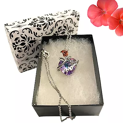 Woman Fashion Pendant Purple Heart Mom Necklace Lobster Clasp Zinc Alloy • $9.99