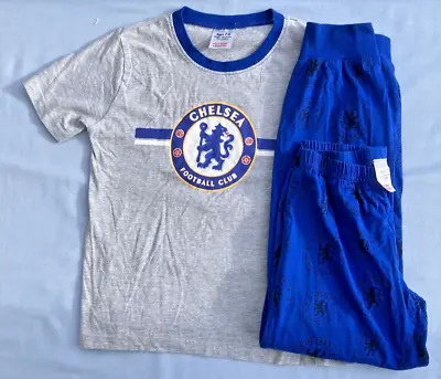 Chelsea Football Club Short Sleeved Pyjamas.  Blue And Grey. Age 7-8 Years • £2.50