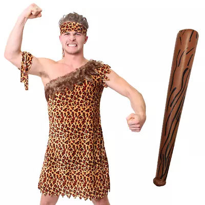 Caveman Fancy Dress Jungle Costume Optional Club Prehistoric Cave Man Tarzan • £18.99