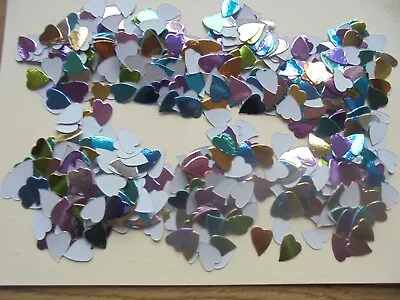 Approx.  750 X Small Die Cut Coloured Mirror Card Heart Shapes • £0.89