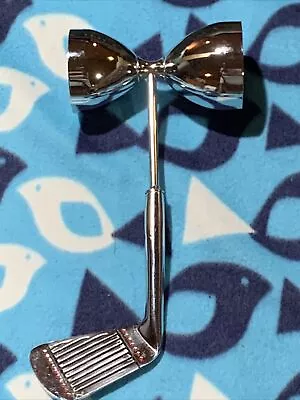 Vintage Golf Club Cocktail Bar Double Jigger Chrome 19th Hole FORE! • $5.89