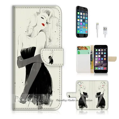 ( For IPhone 8 ) Wallet Case Cover P0001 Black Dress Girl • $12.99