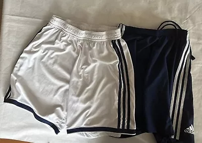 Adidas Shorts Medium Adult Navy Blue/white Athletic Logo Mens M • $8.99