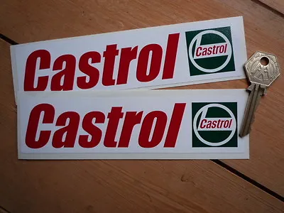 CASTROL OIL Stickers 6  Pair CLASSIC Oblong F1 Car Racing Indy Race Decals Bike • £3.99