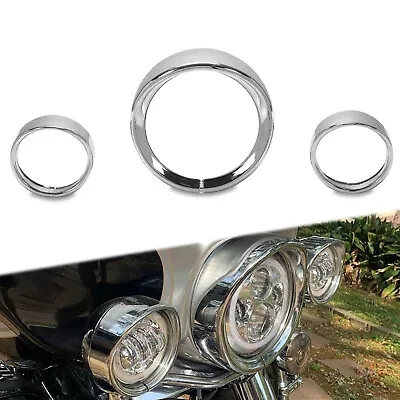 7'' Headlight + 4.5  Auxiliary Light Lamp Trim Ring Bezel Visor Cover For Harley • $28.15