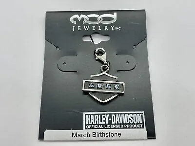 NOS Official Harley-Davidson Sterling Silver March Birthstone Logo Charm MOD • $24