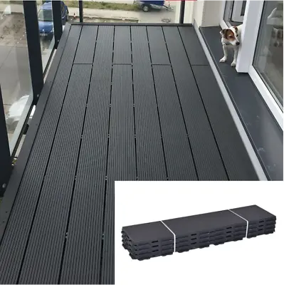 Interlocking PVC Click Deck Decking Tiles Outdoor Balcony Wood Patio Garden • £279.99