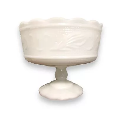 Vintage Milk Glass Fruit Bowl Planter Eo Brody Scalloped Roman Scroll Design • $19.95