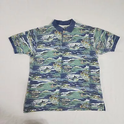 Vintage OP Polo Shirt Men's Medium Lighthouse Marlin Vacation Casual EUC • $19.50