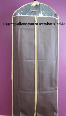 3pcs Garment Bags 58  For Dress/Gown/Long Coatw/Transparent WindowBrownNEW • $14.99