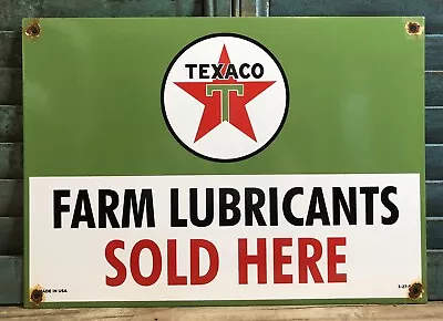 Vintage 1956 Dated Texaco Farm Lubricants Sold Here 17” Porcelain Gas Oil Sign • $44.99