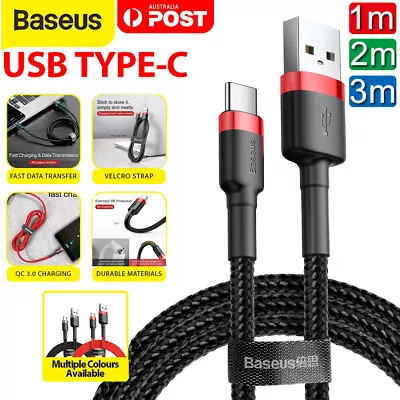 $7.29 • Buy Baseus USB To Type C Charger Cable 3A Fast Charging Lead Data Cord For Samsung