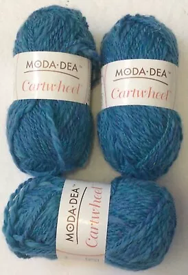 Moda Dea Cartwheel Yarn Sea Blues Lot Of 3 Wool • $19.99