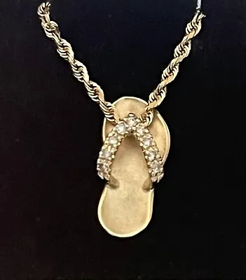 Na Hoku Diamond Hawaiian Slipper 14K Yellow Gold Necklace 6.8gr. • $469.99