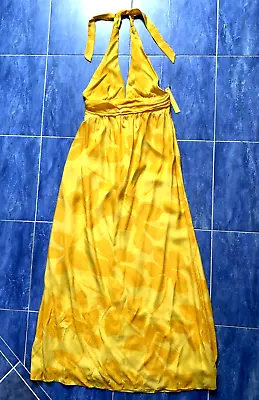 Alice Olivia $395 Y2K Vintage Yellow Floral Halter Plunging V-Neck Maxi Dress XS • $189
