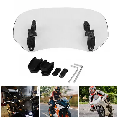 Motorcycle Windshield Spoiler Extension Wind Deflector Clip Adjustable Universal • $18.03