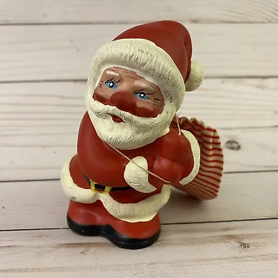 Vintage Rubber Squeaky Santa Claus Doll Toy China Cloth Toy Sack Still Squeaks • $15.99