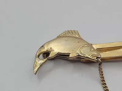 Vintage Anson Gold Tone Fish Tie Clip Bar With Chain 2.75  • $8