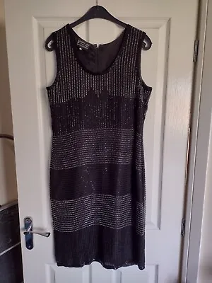 £7.50 • Buy Ladies Beaded Dress, Size 12, Black - Ronald Joyce After Six