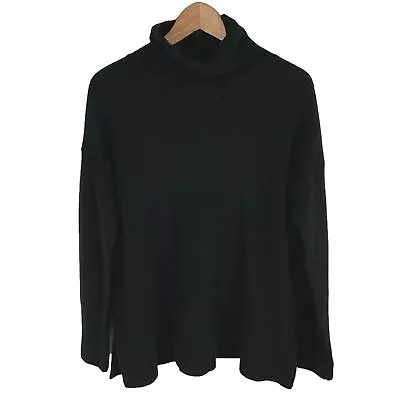 Magaschoni Sweater Womens Medium Cashmere Funnel NeckTunic Black Oversized • $29.99