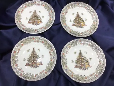 4 Churchill Christmas Tree Bread & Butter Dessert Plates Queens Myott Excellent! • $16.99