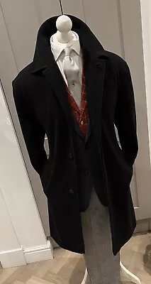 £29.99 • Buy Blakes Black Cashmere Wool Sb Short Covert Over Coat L 42 44 Tweed Winter