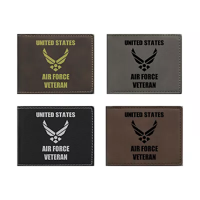 Military Gift Engraved Wallet - Leatherette - US Air Force Veteran - USAF • $20.99