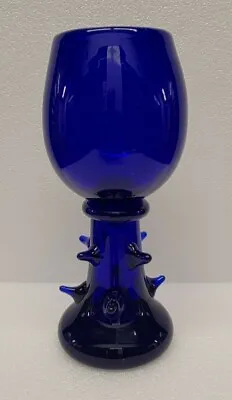 Murano Cobalt Blue Glass Goblet With Thorn Stem Heavy Glass  • $46.75