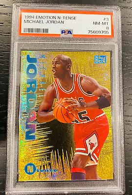 MICHAEL JORDAN 1994 Emotion N-Tense #3 Insert Card PSA 8 RARE SP Looks Better • $300