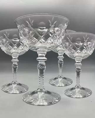 Vintage Cocktail Coupes Cut Crystal Champagne Glasses Stemware Set Of 4 • $34.99