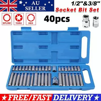 40X Allen Key Set Socket Bit 3/8  And 1/2  Drive Long Deep Torx Star Spline Hex • $26.98