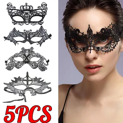 5PCS Black Lace Mask Sexy Masquerade Eye Face Eyemask Women Party Halloween Hot • $15.99