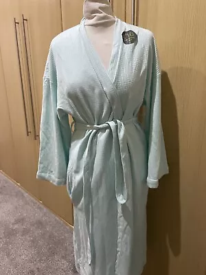 BNWT Marks & Spencer Aqua Cotton Waffle Lightweight Dressing Gown Size 8-10 • £4.99