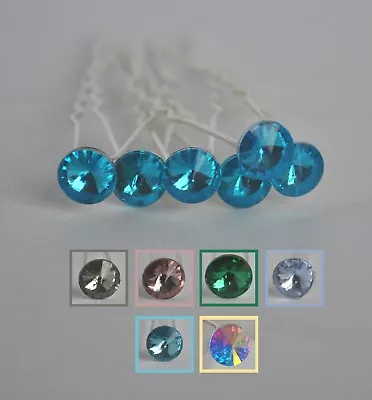£5.50 • Buy Crystal Hair Pins X 6. 8mm Round Pointed Jewels Gems. Wedding/Party/Prom UK