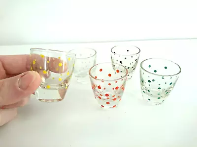 Vintage Liqueur Shot Glass Set Of 5 Polka Dot Pattern 1970s • $22.62