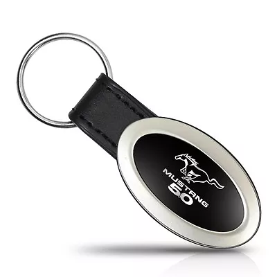 Ford Mustang GT 5.0 Black Oval Style Metal Key Chain Key Fob Officially Licensed • $14.99