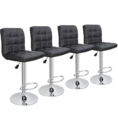 Set Of 4 Adjustable Modern Swivel Bar Stools Dining Chair Counter Height  Black • $138.58