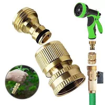 3/4  Garden Hose Pipe Tap Connector Male Female Fittings Water Quick Adapter Set • £7.58