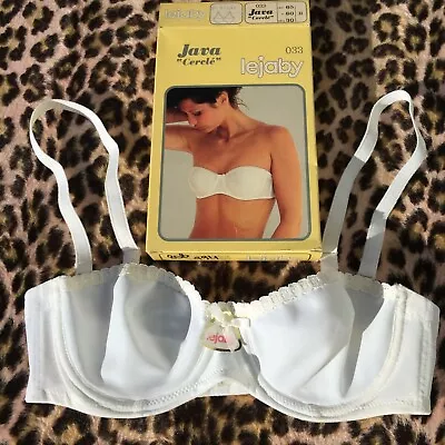 FRENCH LEJABY 1970s BRIDAL WHITE WIRE SHELF BRA~REMOVABLE STRAPS~NEW IN BOX~30 B • $59.95