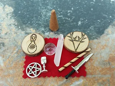 Travel Altar - Pocket Size Athame Goblet Pentacle Wand Ritual Pagan Wicca Magic • £15.50