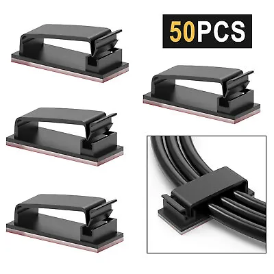 50Pcs Cable Clips Self-Adhesive Cord Management Wire Holder Organizer Clamp • $10.98