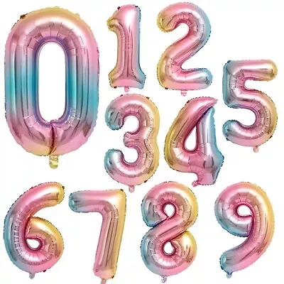 30  Giant Foil Number Balloons 0-9 Air Helium Birthday Party Balloon Age Wedding • £1.79