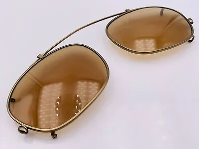 Vintage FL197 Bronze Metal Oval Clip-On Sunglasses Frames Japan • $14.40